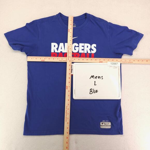 Nike Texas Rangers Casual Graphic Cew Neck Baseball T Shirt Mens Size L Blue - Picture 6 of 10